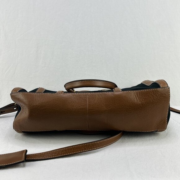 FOSSIL KENDALL SATCHEL Black Canvas Purse Brown Leather Trim Extra Strap - Picture 6 of 11